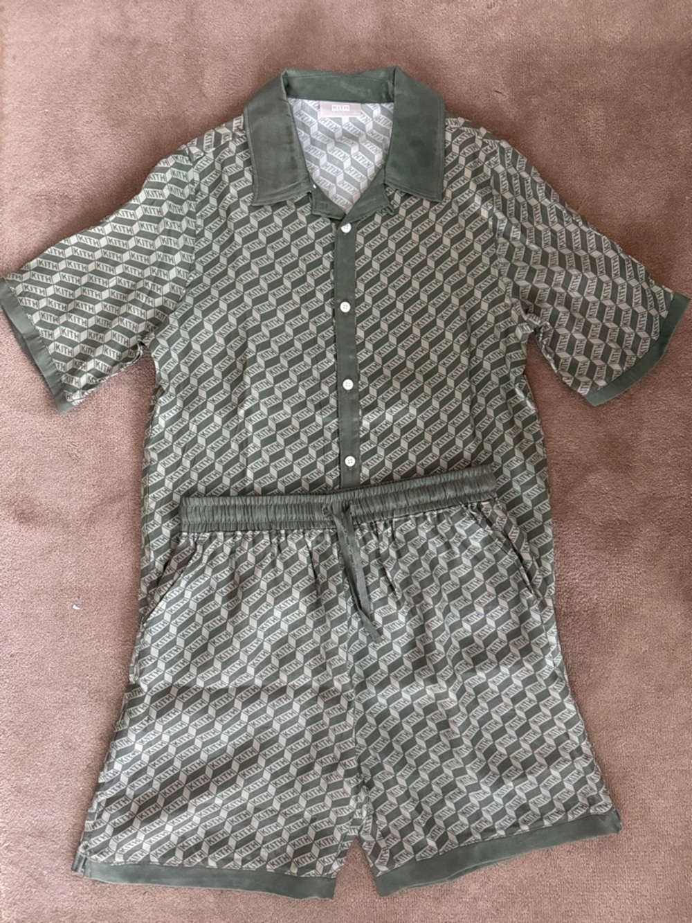 Kith Olive Green Logo Print Kids Matching Set